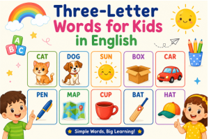 Three-Letter Words for Kids in English